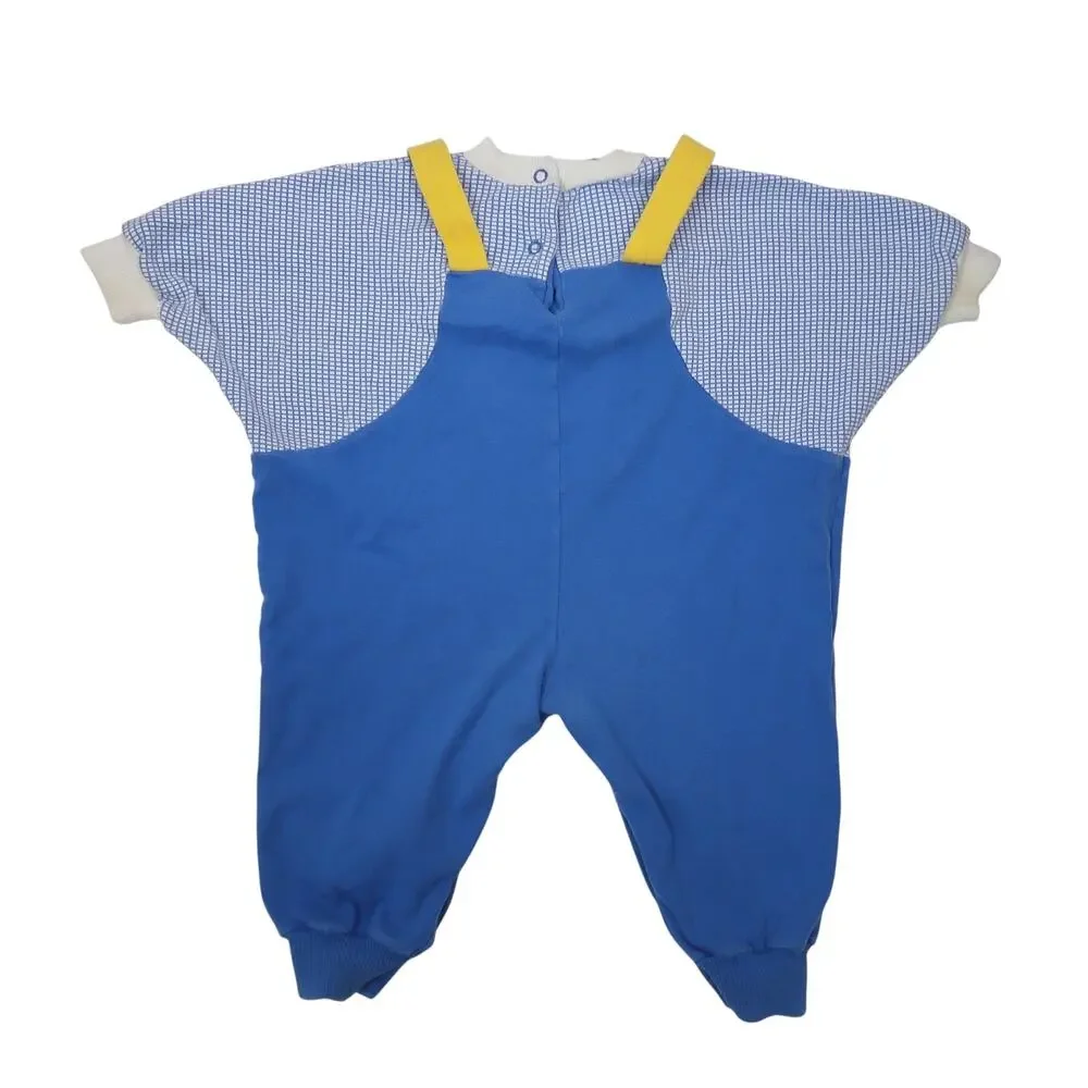 Vintage 90s Le Top Blue Sailboat One Piece Jumpsuit Baby Toddler Boy 24 Months